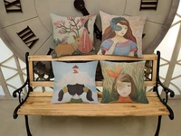 creative cute girl one side printing home decor sofa car seat decorative cushion cover pillow case