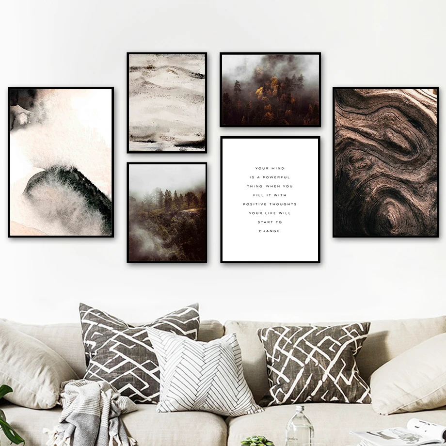 

Mountain Fog Woods Sky Quote Wall Art Canvas Painting Nordic Posters And Prints Wall Pictures For Living Room Scandinavian Decor