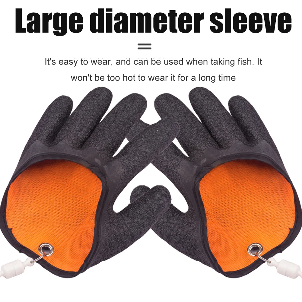 

Fishing Catching Gloves Magnetic Non-slip Fisherman Puncture Proof Fish Mittens UV Sun Protection Half Finger Glove