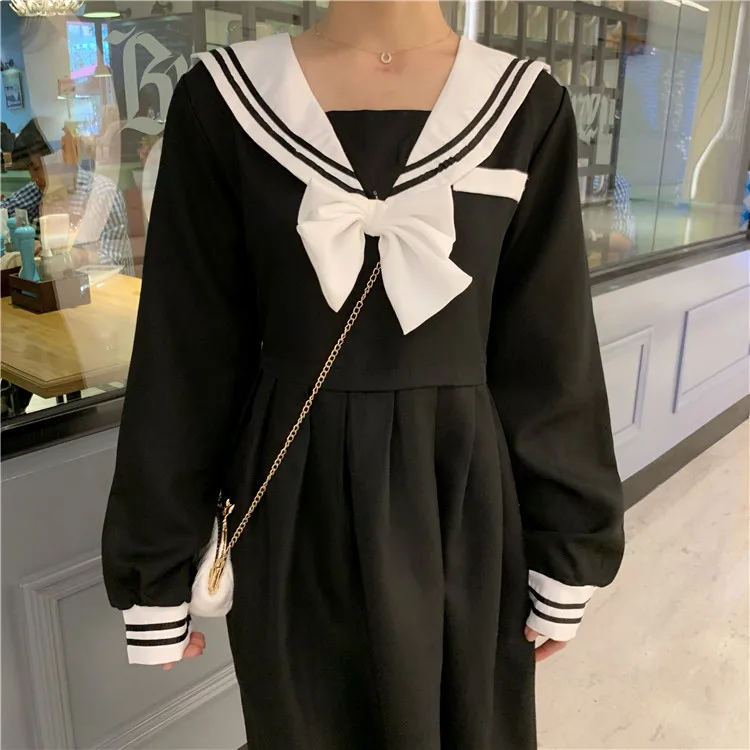 

Summer Girl Navy Collar Japanese Style Long Sleeve Dress Women Sailor Jk Suit High School Uniform Kawaii Anime Cosplay Costumes