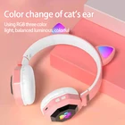 Новинка 2021, Беспроводная Bluetooth-гарнитура с креплением на голову, Симпатичные Светящиеся кошачьи ушки, музыкальные спортивные Игровые наушники 5,0