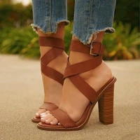 dark brown ankle cross straps womens square root high heel womens shoes for womens party sandals