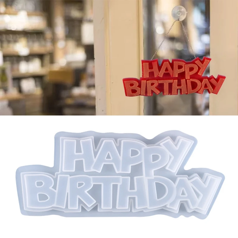 

Crystal Epoxy Resin Mold Handmade Letters Happy Birthday Listed Silicone Mould 69HB