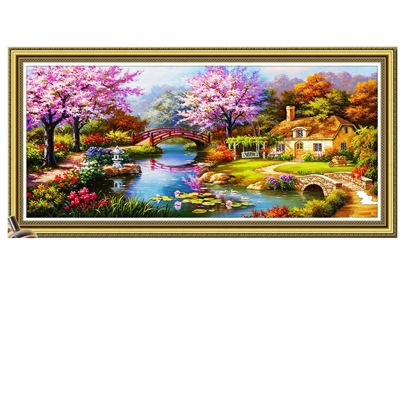Алмазная вышивка пейзажа Круглый Алмазный пейзаж струящаяся вода стразы 5D