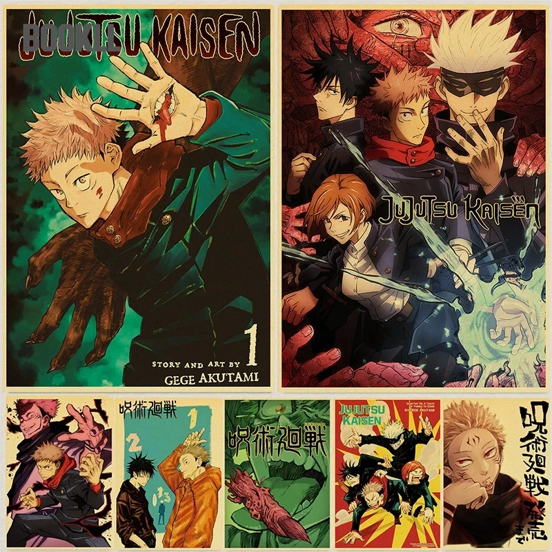 

Anime Jiu-Jitsu Kaisen Retro Poster Wall Art Painting Study Family Living Room Bedroom Decoration Frameless Painting