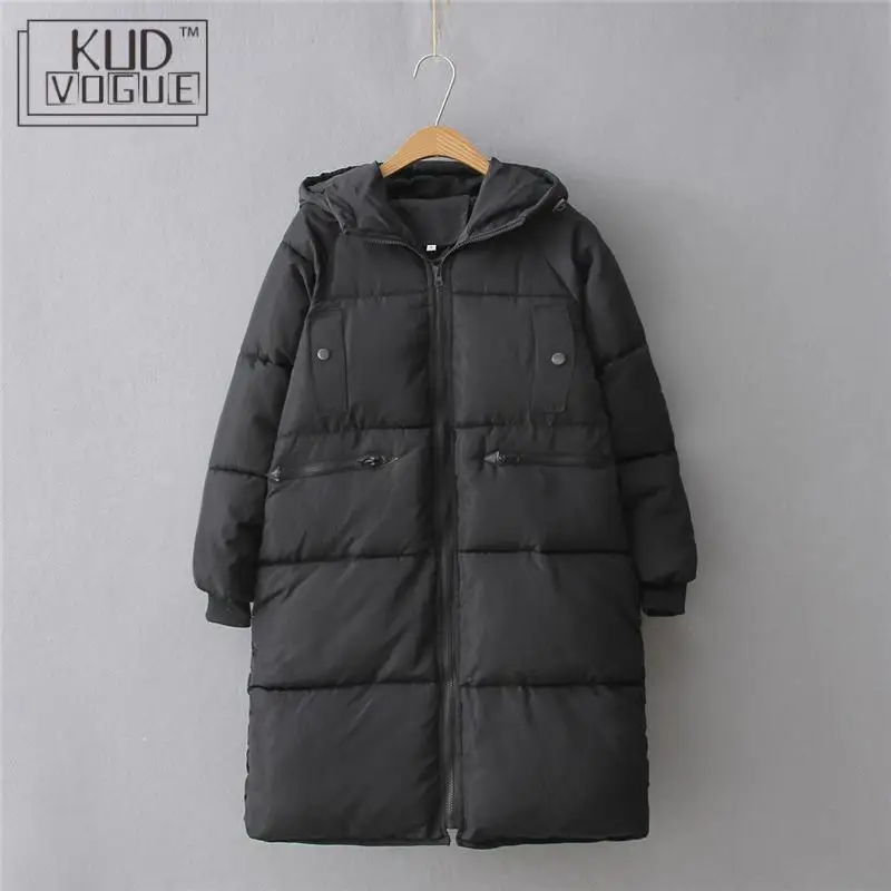 пуховик женский Парка размера плюс зимнее повседневное пальто с капюшоном
