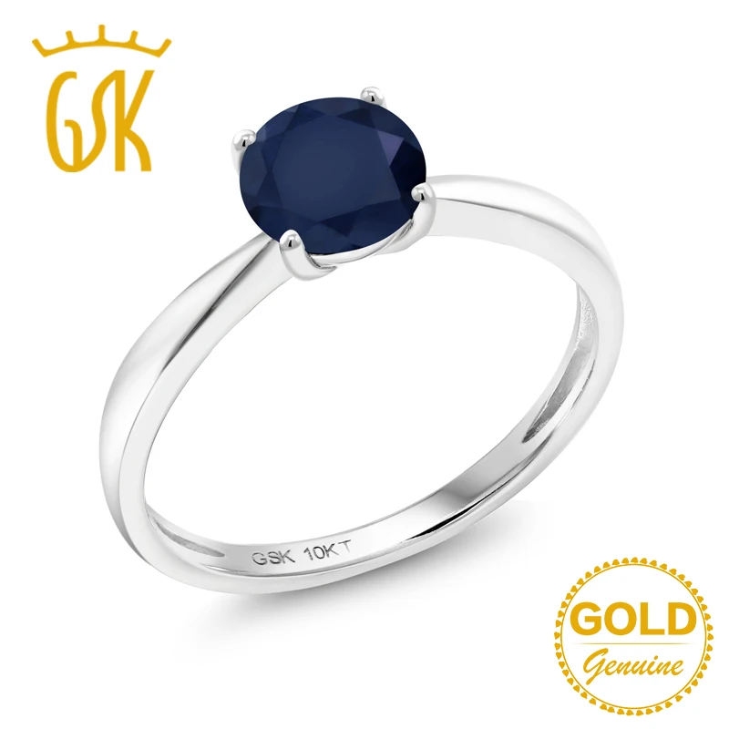 Женские кольца GemStoneKing круглые с синим и белым золотом 10К 1 00 карат|Кольца| |