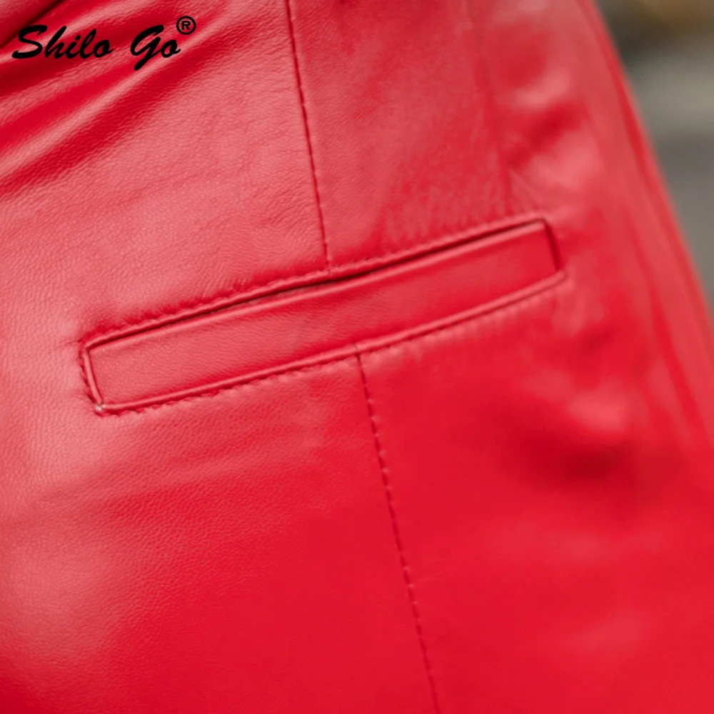 Штаны из натуральной кожи черные минималистичные однотонные широкие брюки с