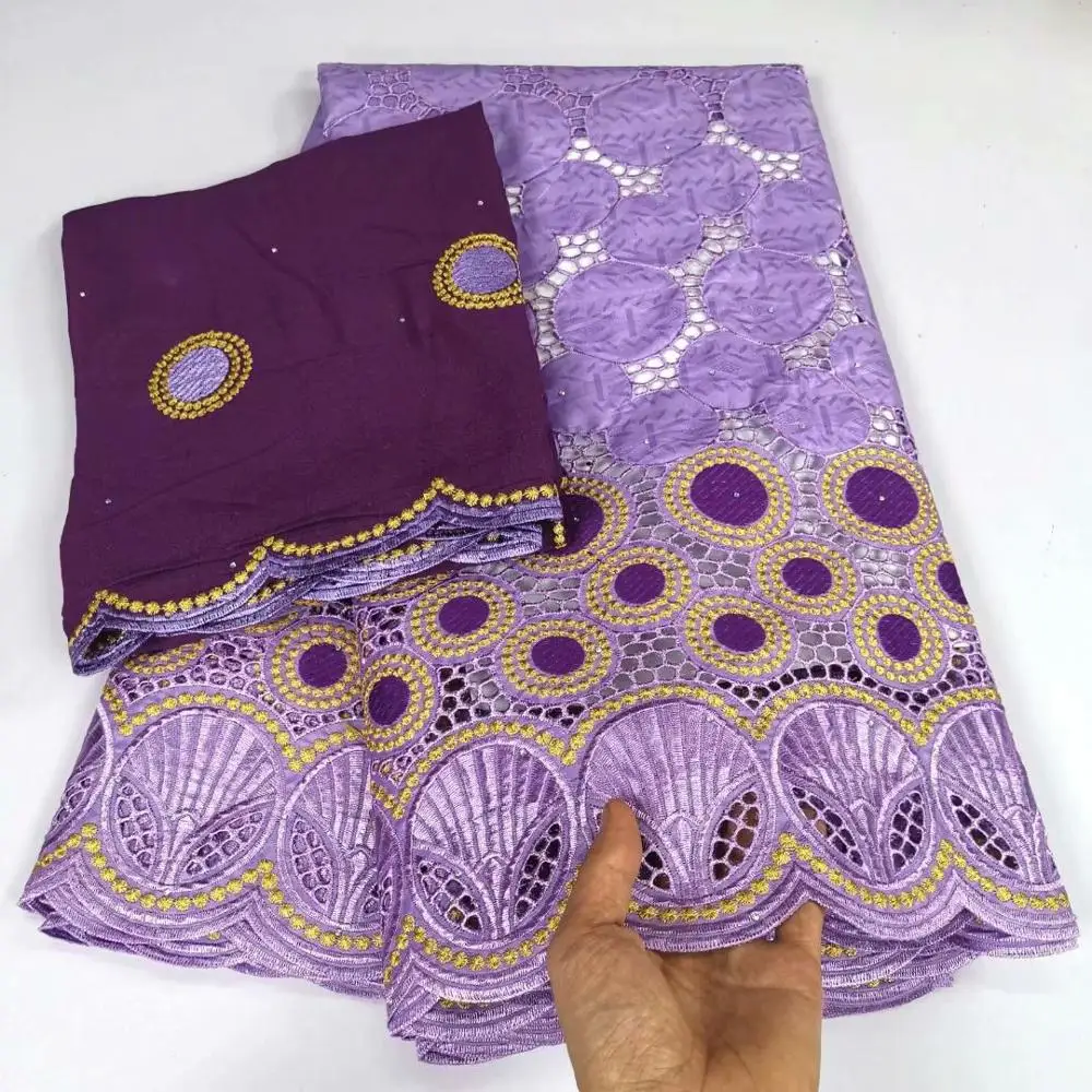 

New Fashion 5Y African Bazin Lace Fabric And 2Y Cotton Swiss Voile Lace Material YBC3