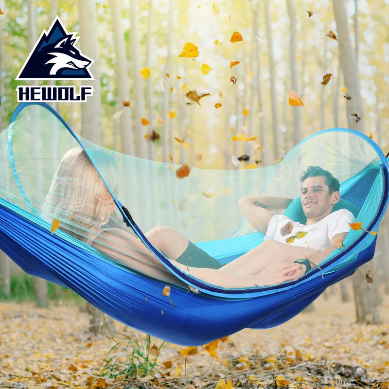 

Outdoor Double Hammock Swing Portable Parachute Cloth 2 Person With Mosquito Net Backpacking Travel Survival Hunting Sleeping