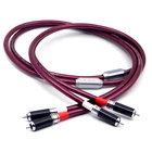 Высококлассный кабель RCA прямоугольный 4N чистый серебряный проводник HiFi аудио соединительная линия разъем из углеродного волокна