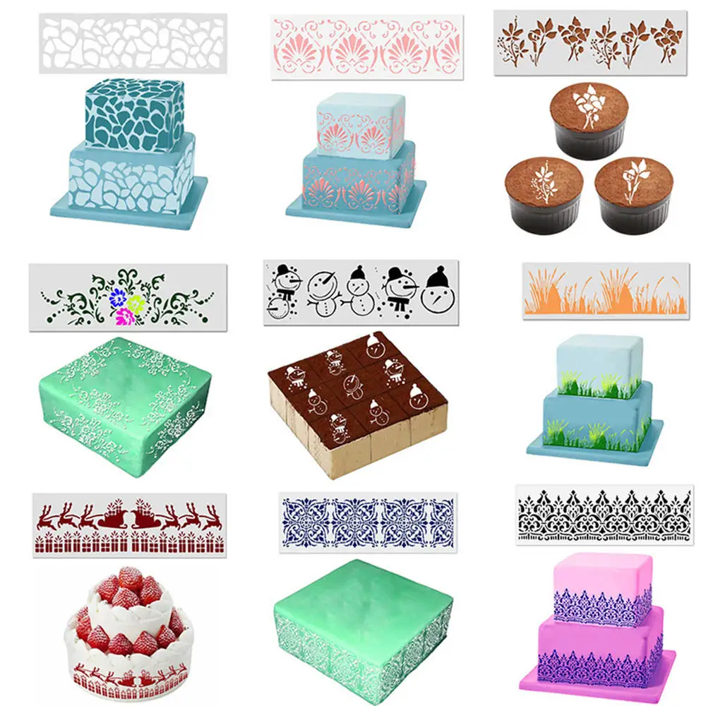 

Cake Decorating Tool flower Pattern Cake Stencil Plastic Lace Cake Boder Stencils Template DIY Drawing Mold Bakeware pastry
