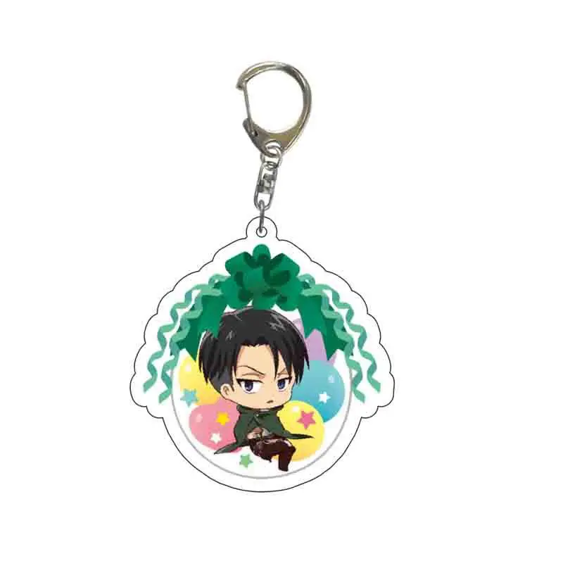 

CWFDY 10pcs/lot Japan Anime Attack on Titan Keychain Double Sided Acrylic Key Chain Pendant Cosplay Accessories Cartoon Key Ring