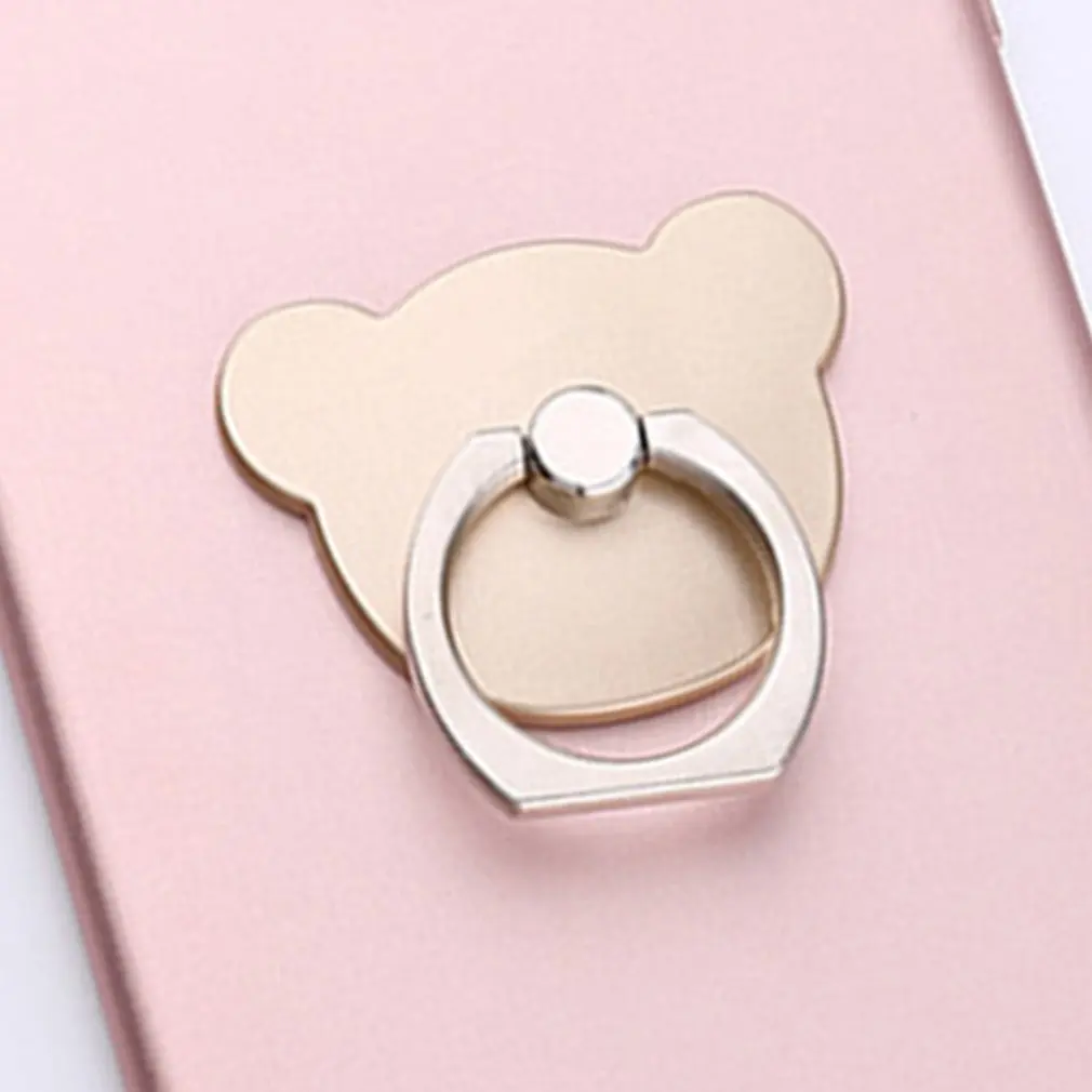 Finger Ring Stand Base Grip 360 Degree Rotating Bear-Shaped Ultra-Thin Metal Stand Foldable Universal Smartphone Stand
