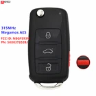 Для VW VolksWagen Jetta Passat 2017 2018 MQB 5K0837202BJ 315 МГц Megamos AES ID88 флип дистанционный ключ-брелок от машины NBGFS93N 5K0 837 202 BJ