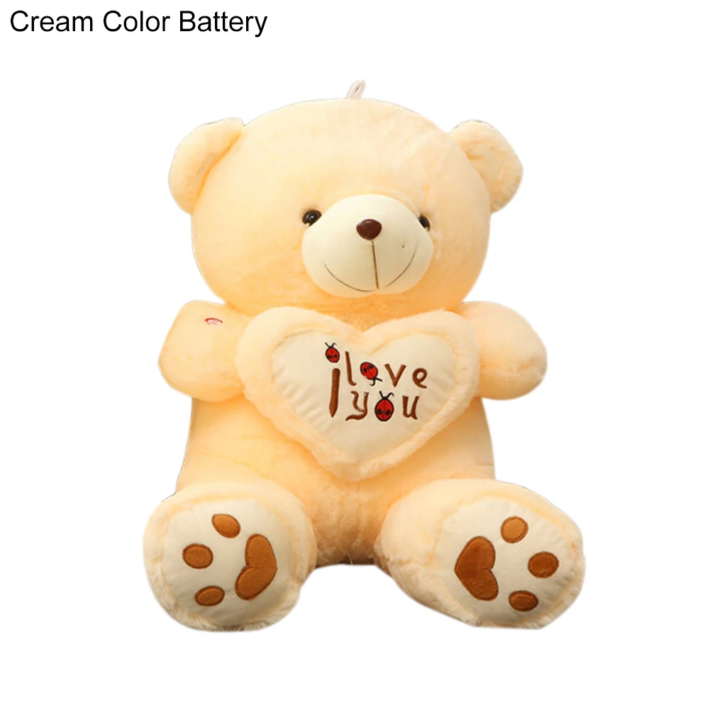 Cream Color Battery 3D USB светодиодный светящиеся плюшевые игрушки Bluetooth Музыка Любовь Сердце Медведь светильник плюшевая кукла игрушка подушка ребенок прекрасный медведь держать любовь сердце - Цвет: Cream Color Battery