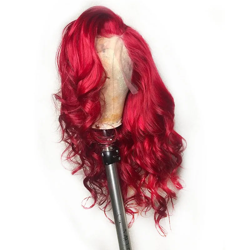 13x6 Red Wig Brazilian Frontal Deep Part Lace Front Wigs Wavy Remy PrePlucked Colored Blue Human Hair For Black Women | Шиньоны и