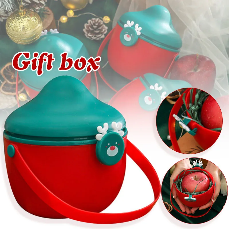 

Christmas Candy Can Gift Box Cartoon Elk Basket Hanging Xmas Tree Decor Snack Container for Kids FA