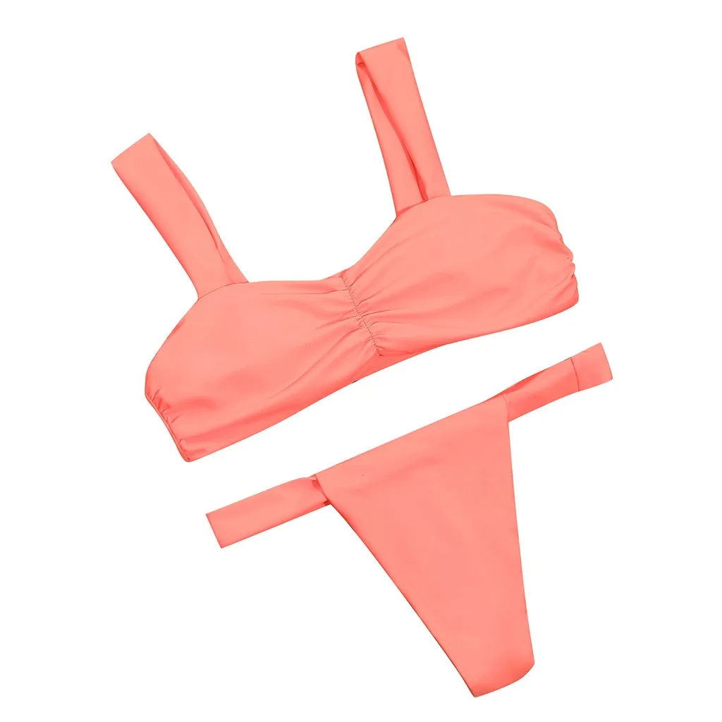 

Swimwear Women Hollow Up Thong Solid Swimsuit Sexy Push Up Bathing Suit Swimming Beachwear Monokini Bikini 2020 Beachsuit Newset