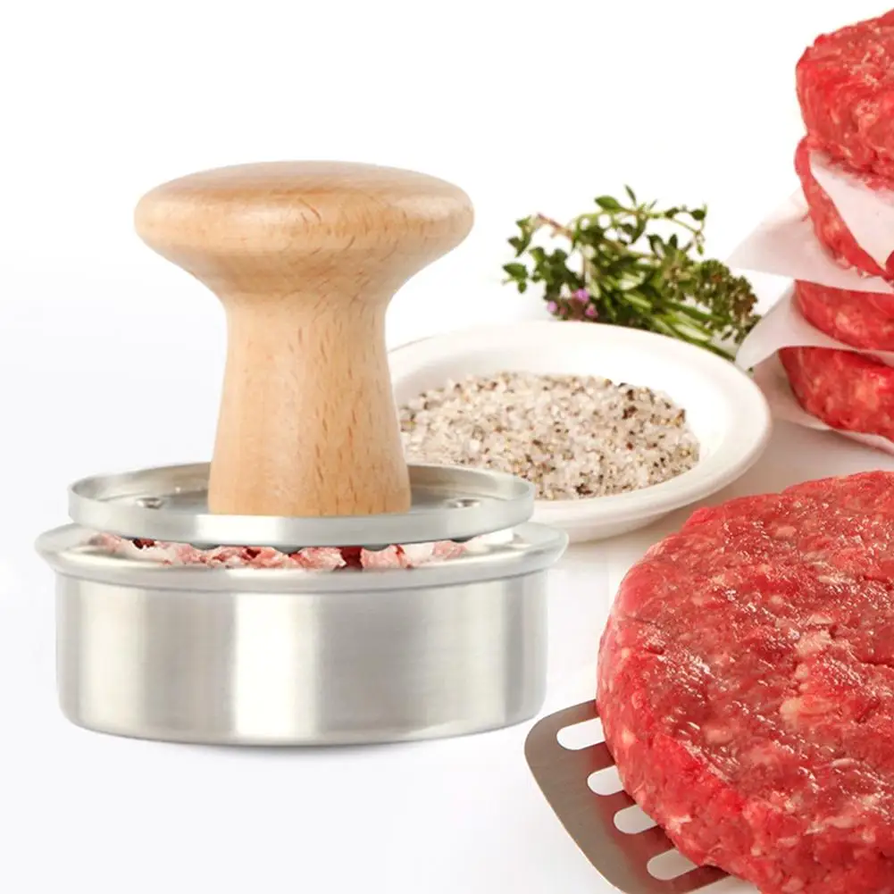 

Форма для мясного рулета пресс для мяса из нержавеющей стали пресс для мяса с буковым деревом инструмент для барбекю