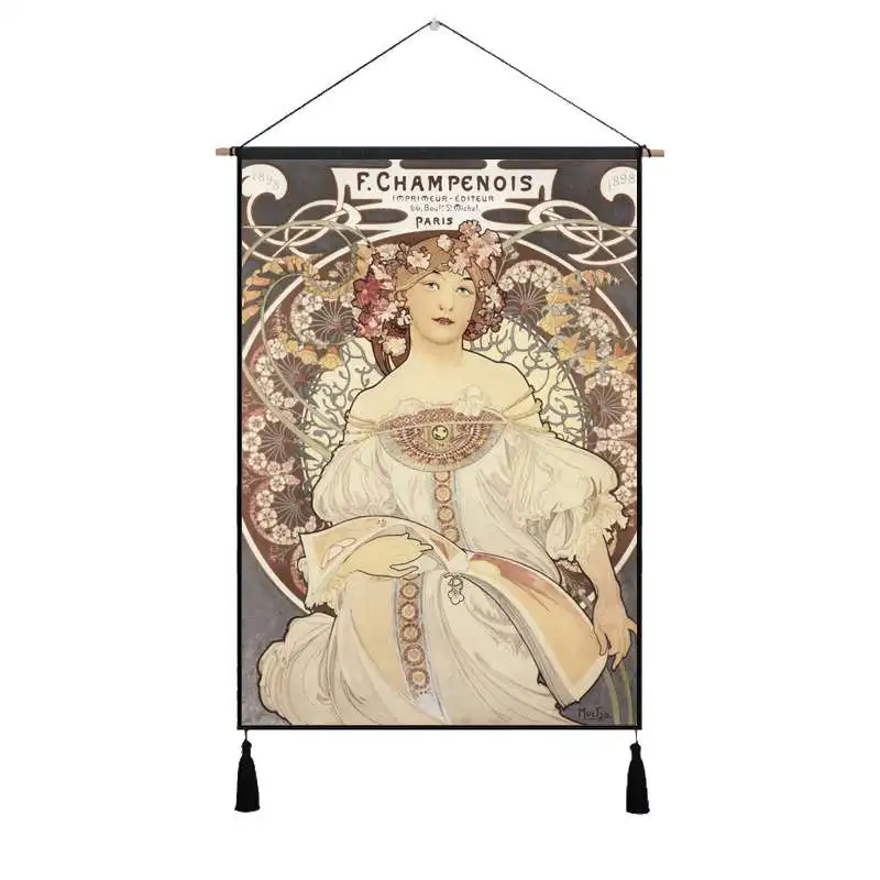 Лиловый 1897 Полезная Лефевра бисквит Альфонс Марии муча, ткань, хлопок, линия, постер, домашняя декоративная настенная вешалка, гобелен, подарок - Цвет: Лиловый