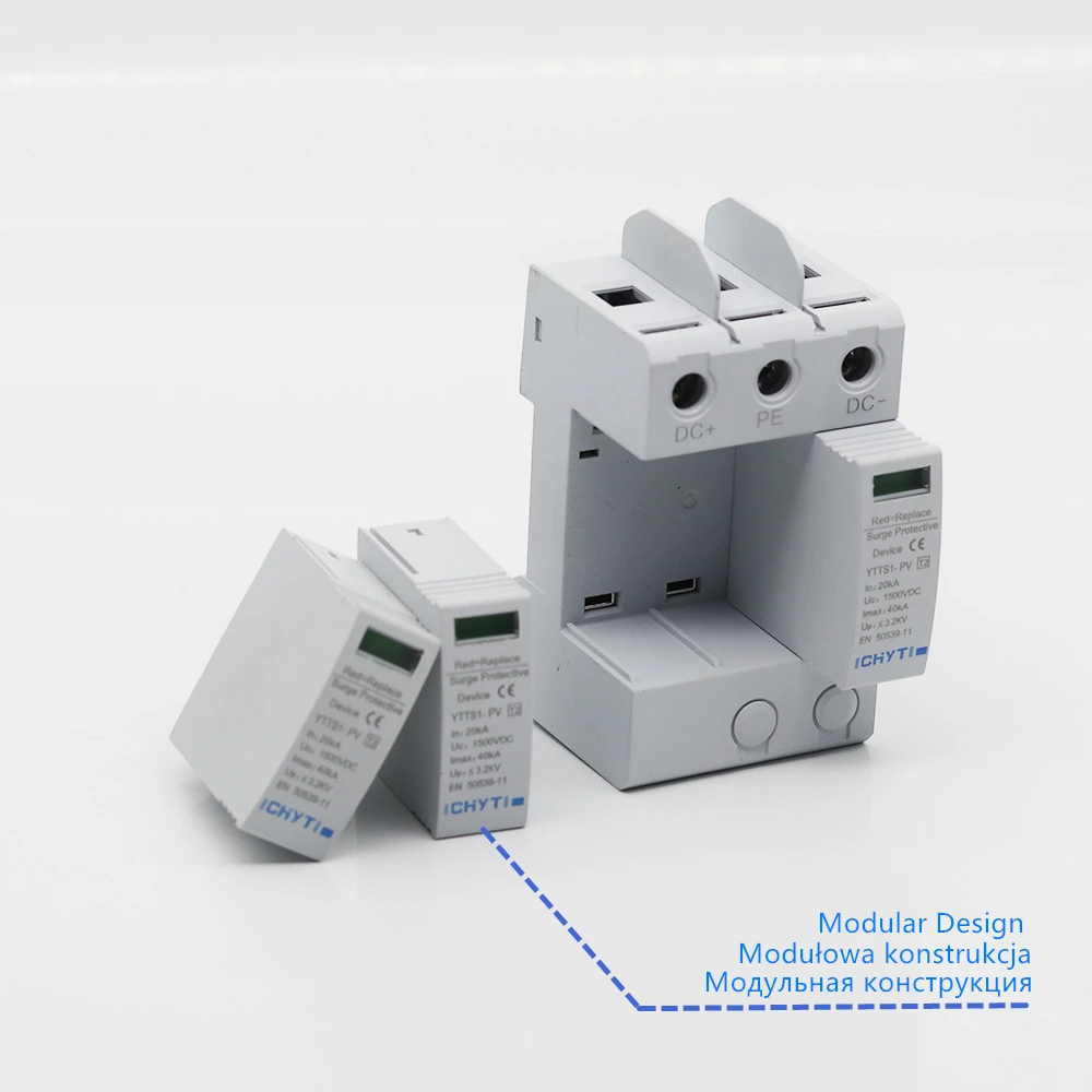 SPD Replace Module for DC 600V 1000V 1500V 2P 20~40KA Surge Protective Device Arrester Protector Core |