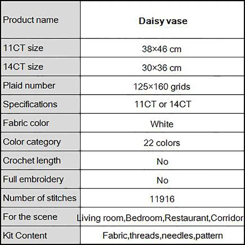 Joy Sunday Daisy vase Cross stitch patterns DMC 14CT printed canvas kits embroidery DIY set Home decor Send gift | Дом и сад