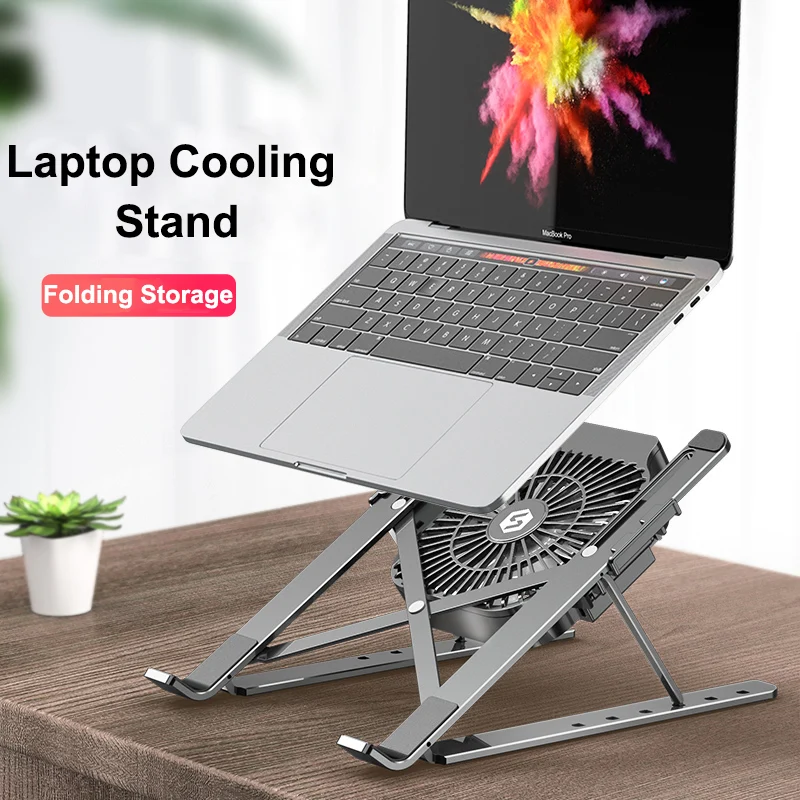 Suporte de Refrigeração com Ventilador Ajustável para 17 Portátil Dobrável Liga Alumínio Notebook Cooler Pad Titular Polegada Tablet