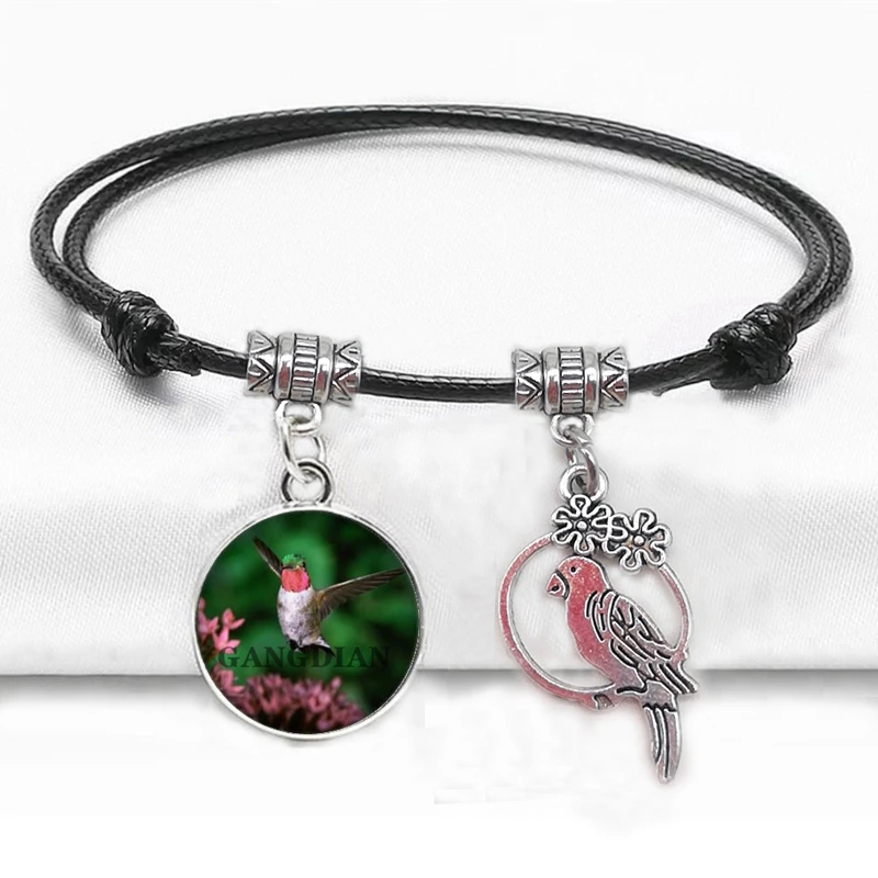 Винтажный браслет с подвеской в виде птицы античном стиле модный черный на руку