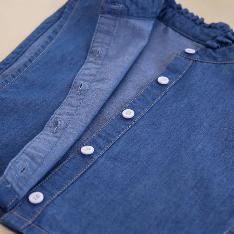 

New Fashion Women/Men Vest Lapel Fake False Collar Detachable Vertical Denim Lace Half Shirt Tie Button Apparel Lapel Blouse Top