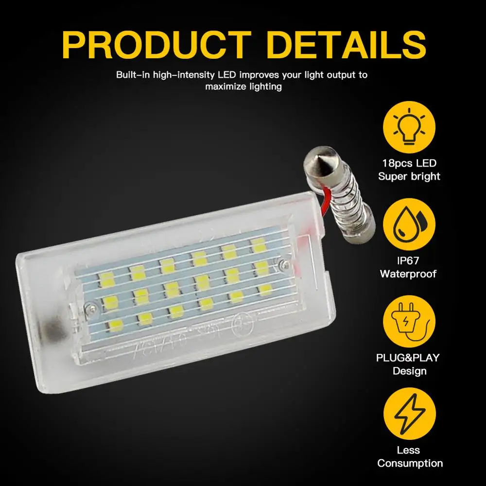 Светодиодный CANBUS автомобиль без ошибок Подсветка регистрационного номера