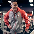 Спортивный свитер OLYMPIA для фитнеса, братьев, Мужская Осенняя Свободная куртка большого размера с капюшоном для бега и тренировок, рубашка на молнии
