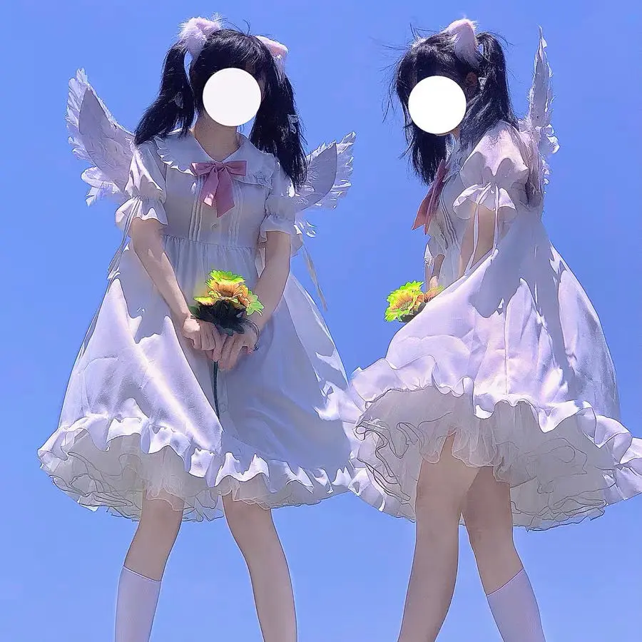 Платье в стиле &quotЛолита&quot сверхмягкое нежное белое светлосветильник легкое для