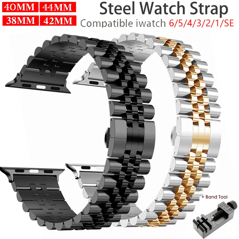 

Stainless Steel Strap For Apple Watch Band 7 6 SE 5 4 3 40mm 44mm metal 38mm 42mm Replacement Bracelet Sport Band for iWatch 6 5
