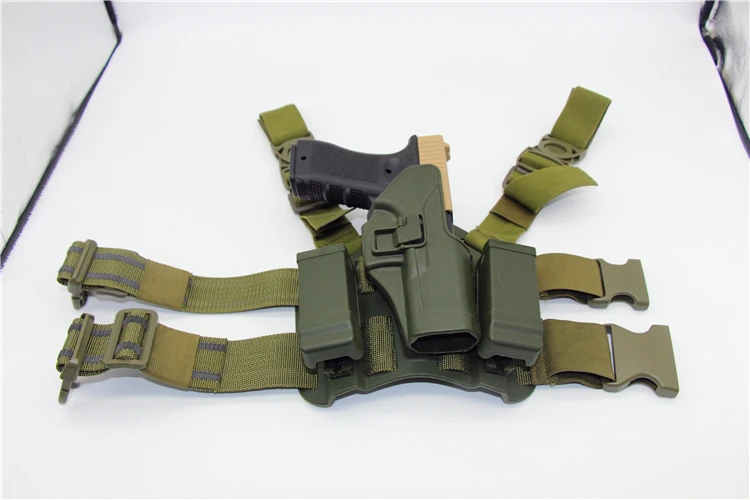 CQC Glock 17 ножная кобура тактическая CS игры на открытом воздухе Быстрый ничья кобура w/подсумок для Glock 17 19 22 23 31 32