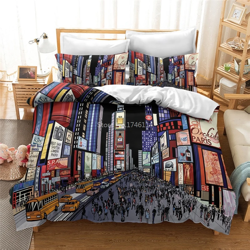 

3D Hip-hop Graffiti Duvet Cover Set Twin Full Queen King Size Bedding Set Bedclothes Home Textile for Young Adult Boys and Girls