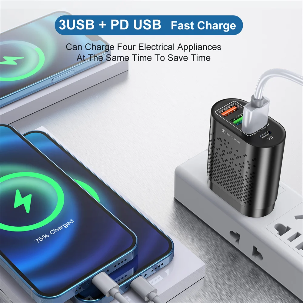 Зарядное устройство ANSEIP сетевое с USB-портами и поддержкой быстрой зарядки 48 Вт |