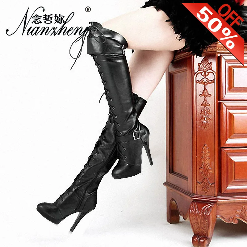 

5Inches Belt buckle High heels Stripper heels Thigh high boots Sxey Pole dance shoes Models Party Stage Show Punk Platform boots