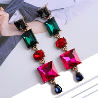 fashion colorful sparkly crystal dangle earrings for women vintage luxury chain irregular pendientes pendant jewelry accessories