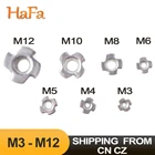 1050 шт., M3 M4 M5 M6 M8 M10 M12, оцинкованная, 4 зажима, гайка динамика, Т-образная, глухая, тройная гайка для мебели по дереву