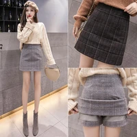 skirts women autumn woolen plaid a line zipper chic korean style mini hip skirt stylish preppy womens faldas new streetwear ins
