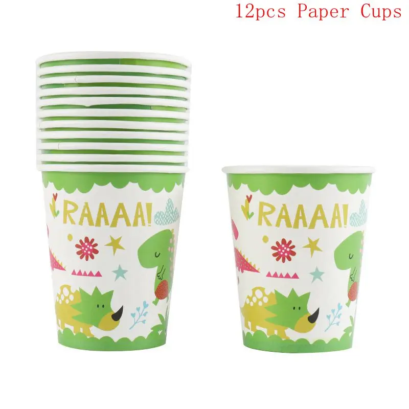 12pcs paper cups Реквизит Динозавр для вечеринки брелок для ключей динозавры кольцо браслеты ожерелья украшения для дня рождения подарок для детей Детские вечерние сувениры для душа - Цвет: 12pcs paper cups