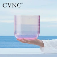 CVNC 7 Inch Light Pink Clear Quartz Crystal Singing Bowl 432Hz for Sound Healing and Stress Relief  with Free Mallet and O-ring