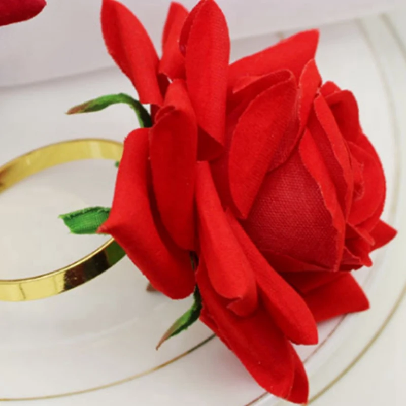 

3PCS Simulated Rose Napkin Buckles Hotel Wedding Napkin Rings Napkin Decor Valentine's Day Napkin Button