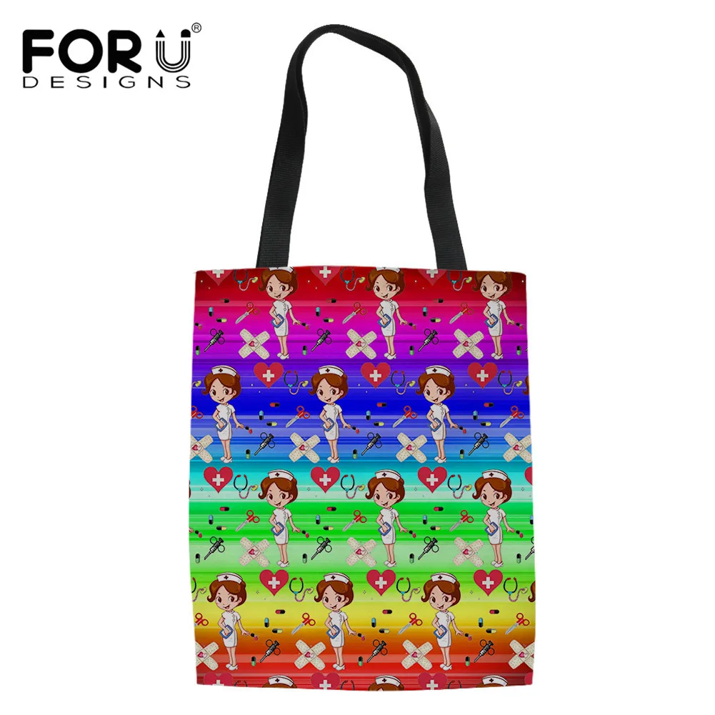 

FORUDESIGNS Lady Classic Nursing Sketch Physio Canvas Tote Bag Reusable Eco Portable Women Shoulder Shopper Bags Bolsos De Mujer