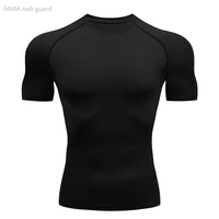 mens top black round neck t shirt compression shirt bodybuilding t shirt mma training muscle shirt running workout clothing 4xl