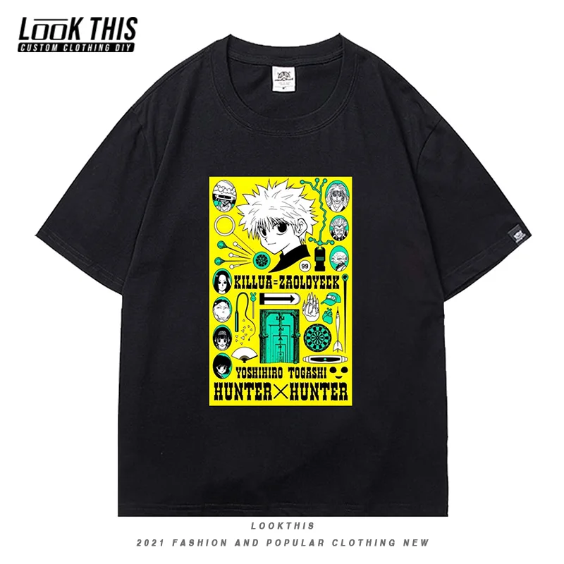 

Harajuku Manga HUNTERxHUNTER Anime Print Tops & Tee Men T-shirt Black Tshirt Cool Oversized T-shirts Unisex T Shirts Streetwear