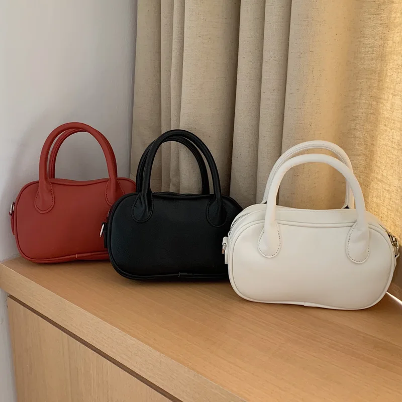 

Fashion Simple Women Top-handle Bag Solid Color PU Leather Ladies Shoulder Crossbody Bags Small Portable Female Pouch Purses
