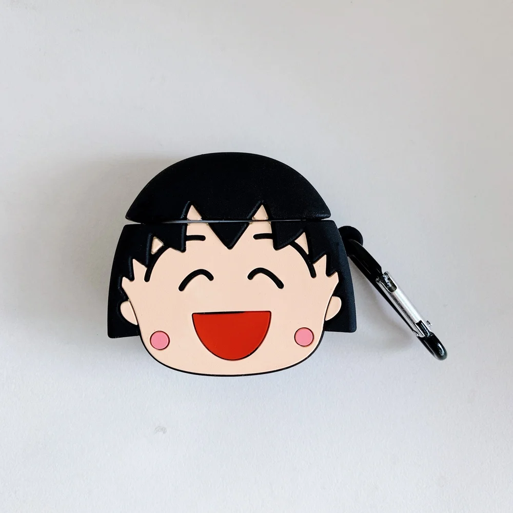 Maruko 3D мультфильм Рик и Морти чехол для наушников s для AirPods 1 2 Bluetooth гарнитура зарядная Коробка Чехол для наушников силиконовый чехол с крючком - Цвет: Maruko