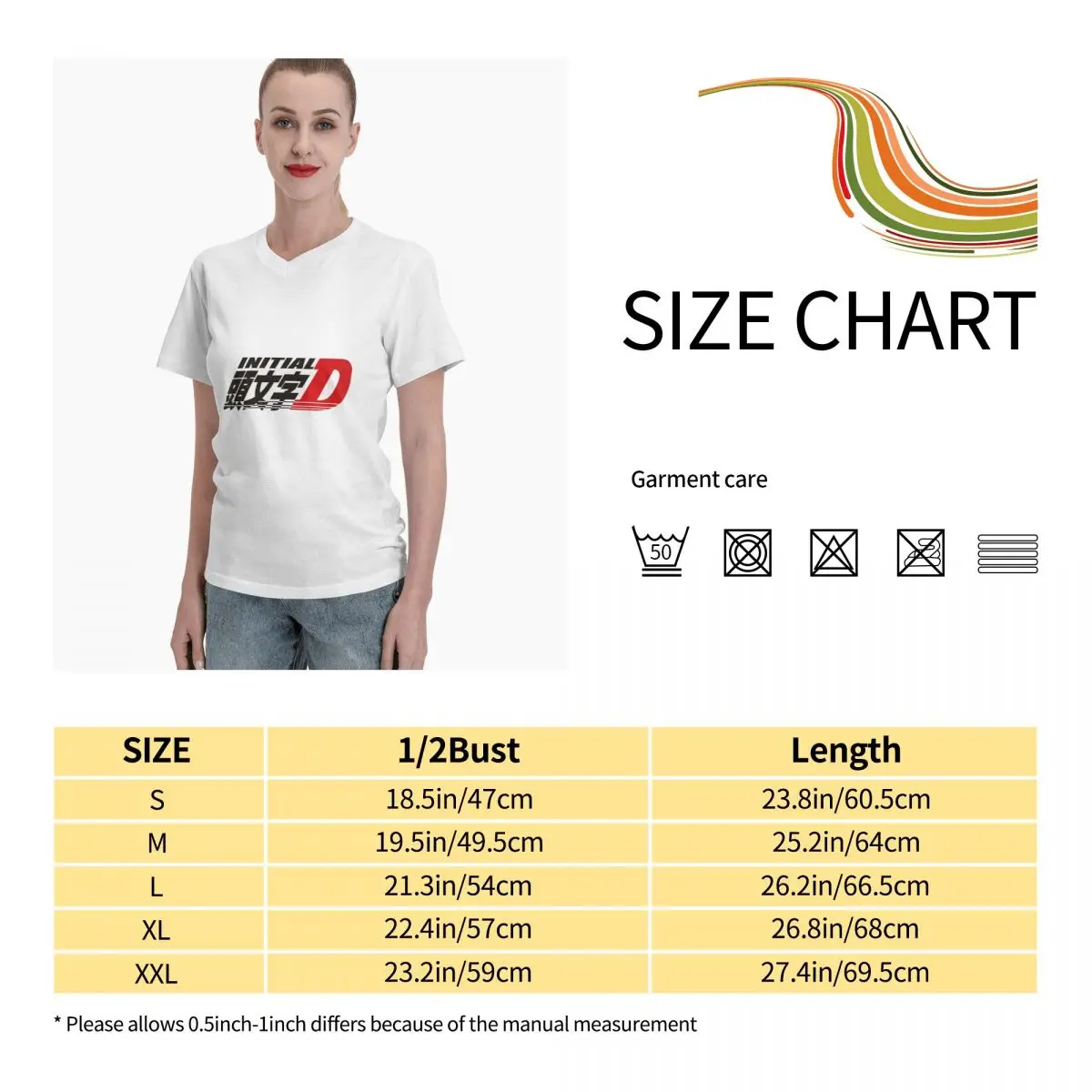 

Anime Fans Fujiwara Takumi 2 woman's shirts fashion V-neck T-shirt with short sleeves